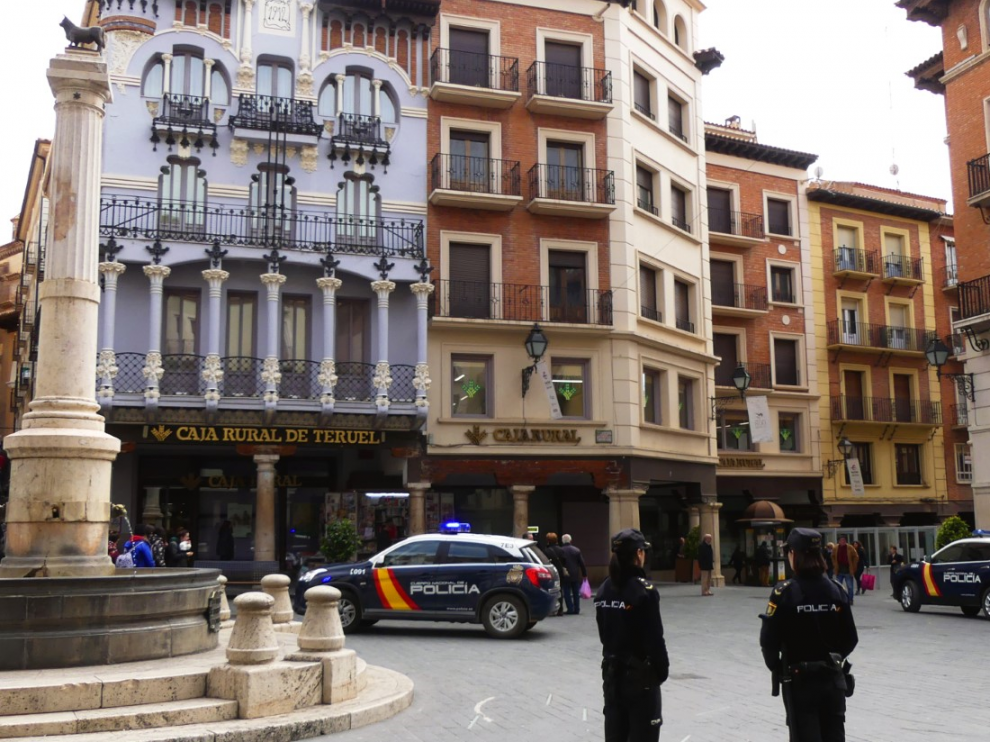 Imagen de archivo de una intervención de la Policía Nacional en Teruel.