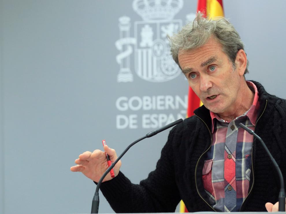 Fernando Simón en rueda de prensa en el Ministerio de Sanidad en Madrid