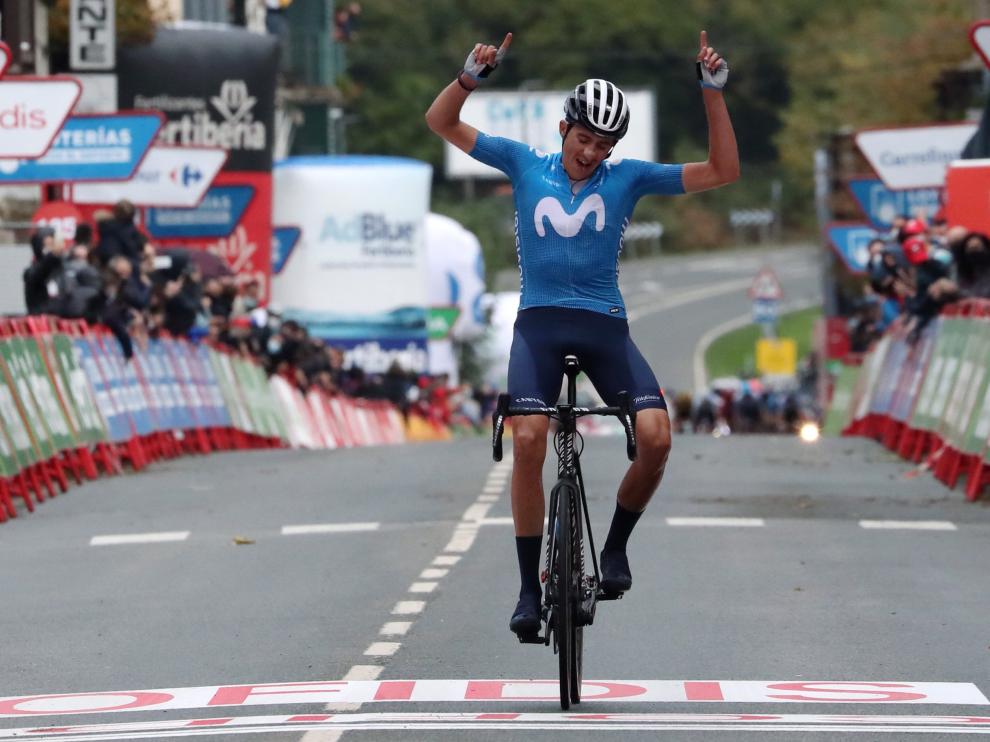 El español Marc Soler (Movistar) se ha impuesto en solitario en la segunda etapa de la Vuelta a España disputada entre Pamplona y Lekunberri,