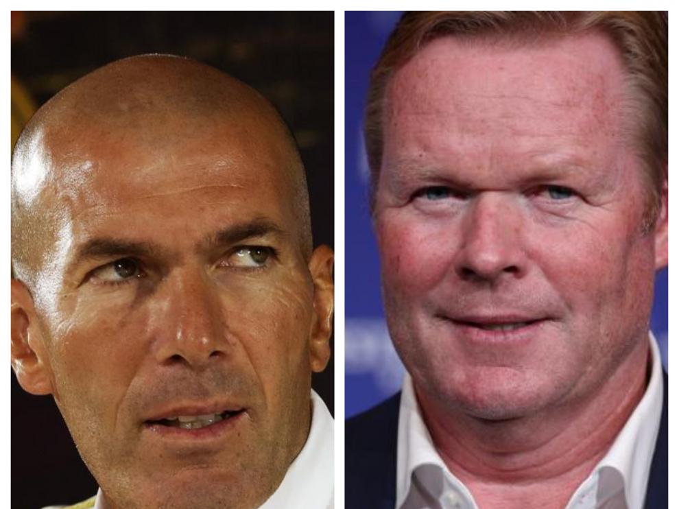 Los entrenadores Zidane (Real Madrid) y Koeman (FC Barcelona)