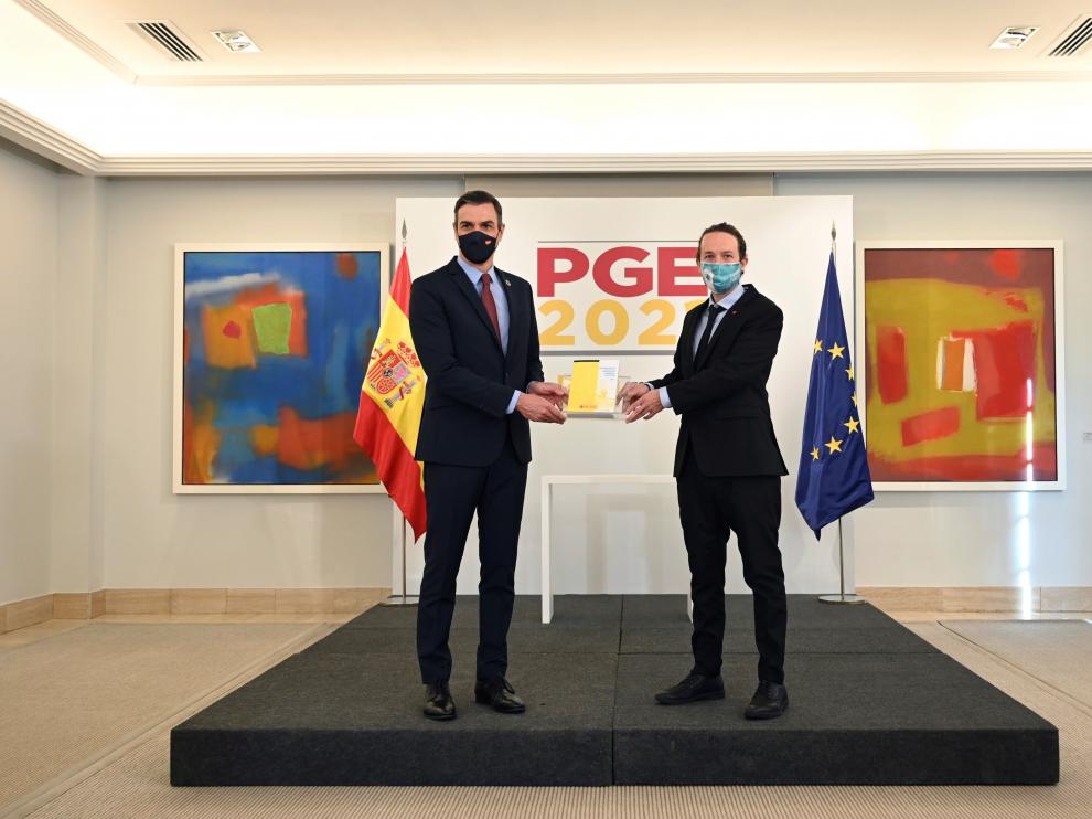 Pedro Sánchez y Pablo Iglesias presentan el proyecto de Presupuestos antes de ser aprobado en Consejo de Ministros