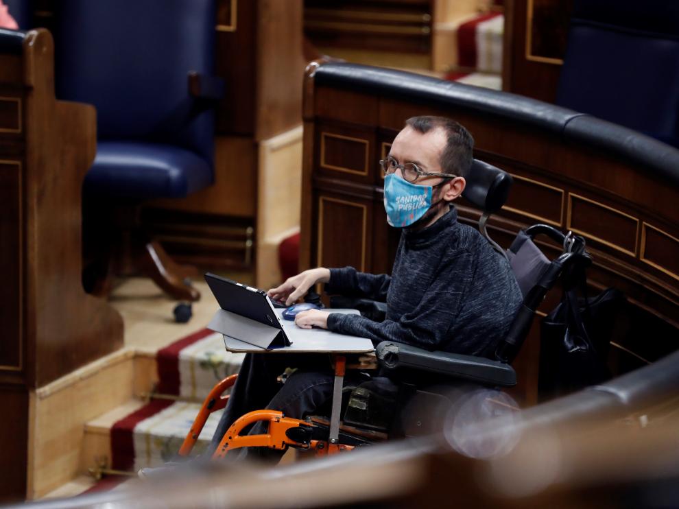 Pablo Echenique, en el Congreso durante el debate sobre el estado de alarma.