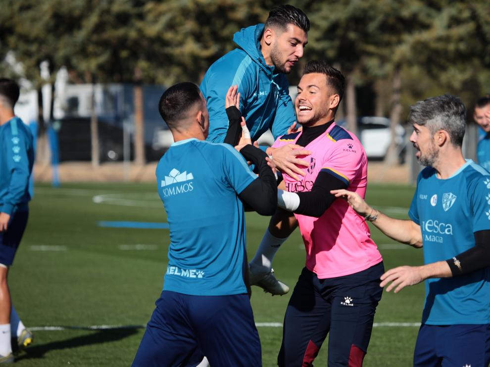 Buen ambiente durante el último entrenamiento previo al partido en Madrid.