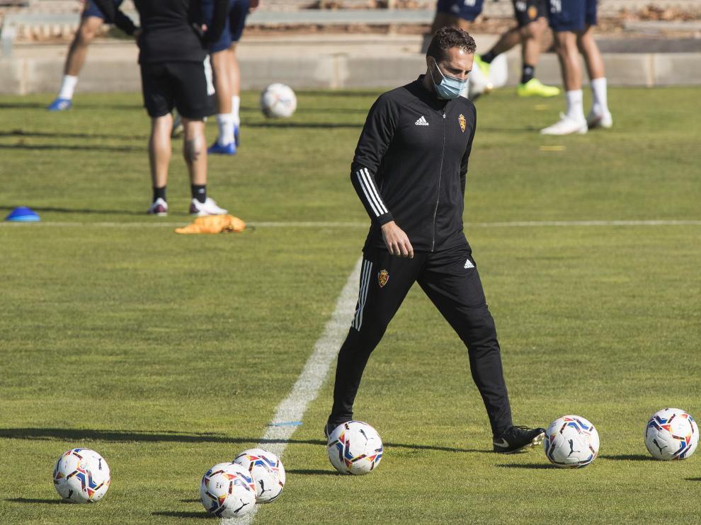 Rubén Baraja, durante el entrenamiento de ayer.