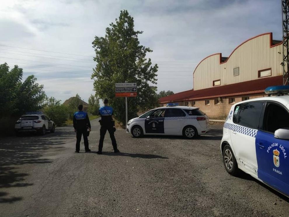 Un control policial en Fraga, en una imagen de archivo