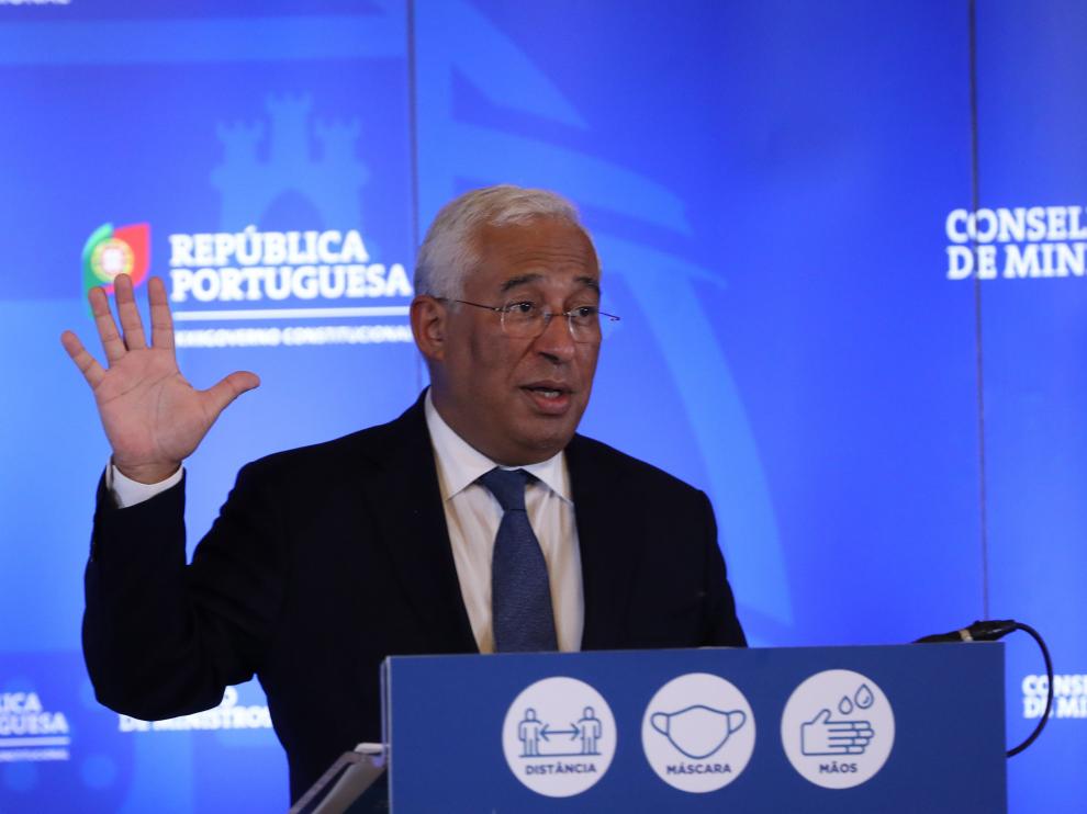 El primer ministro de Portugal, Antonio Costa, durante la rueda de prensa.