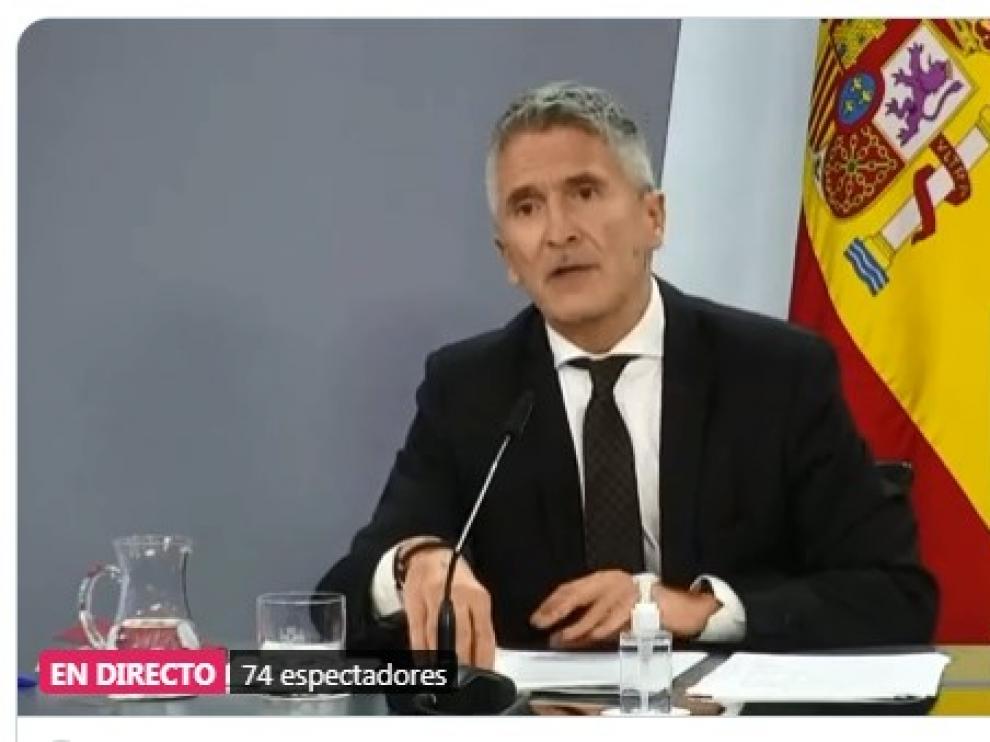 El ministro Grande Marlaska, en rueda de prensa este martes.
