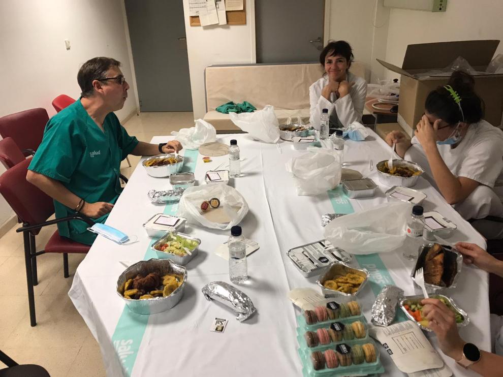 Personal de Urgencias el pasado fin de semana durante la guardia en el Hospital de Barbastro.