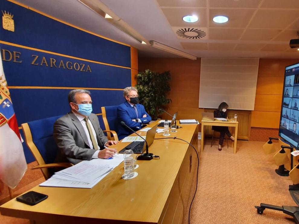 El presidente de la DPZ, José Antonio Sánchez Quero, durante el pleno telemático.