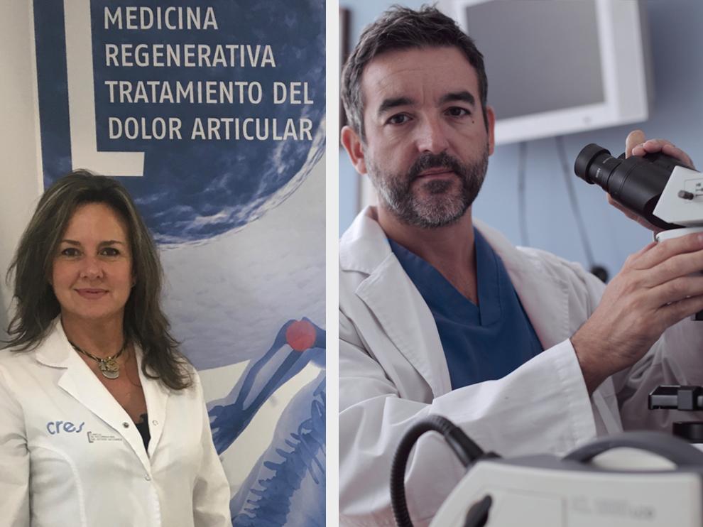 Los doctores Lapuente y Guallar de las Clínicas Cres Phisiup.