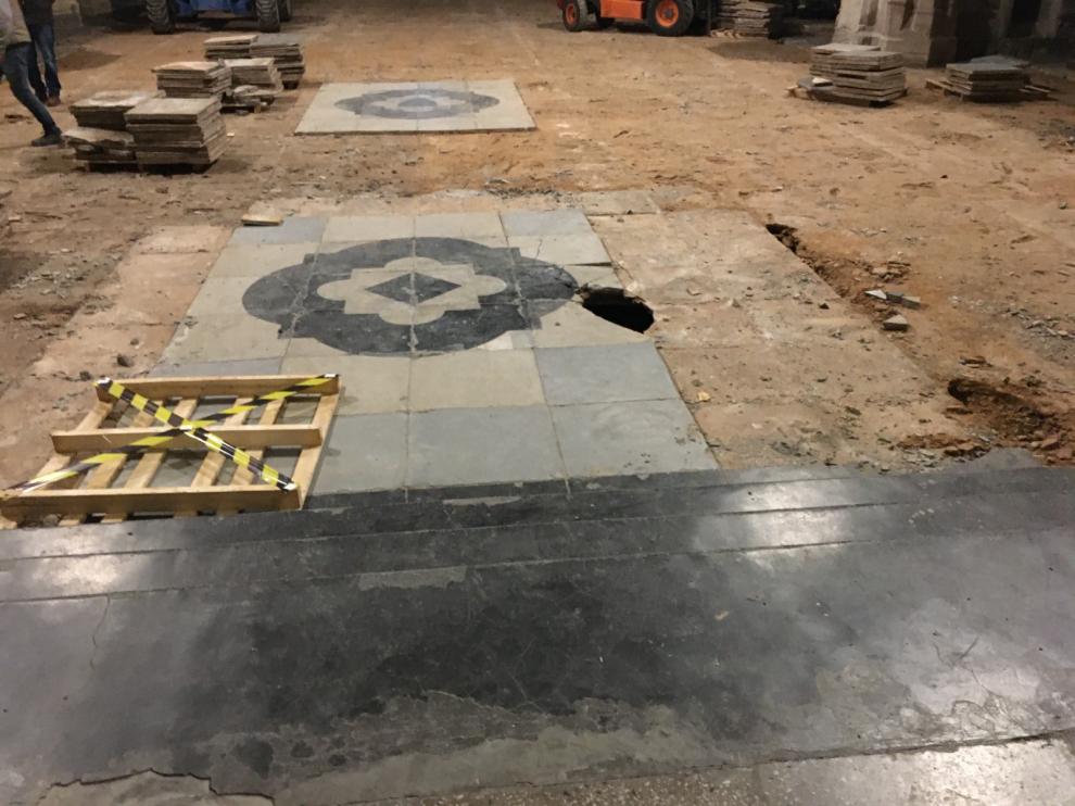 Entrada a una cripta descubierta en la iglesia de San Francisco de Teruel.