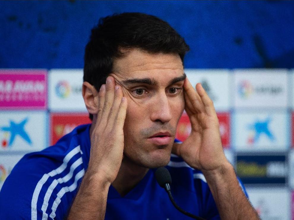 Alberto Zapater, en rueda de prensa.