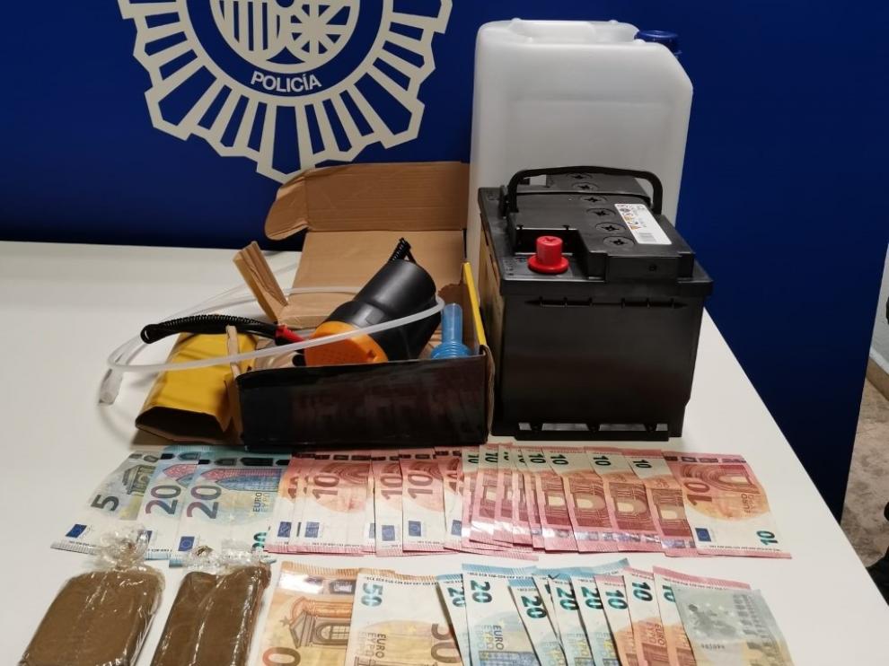 Efectos intervenidos por la Policía Nacional de Huesca.