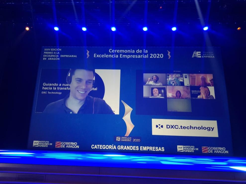 Jorge Calderón, en nombre de la empresa DXC Technology, agradeció el premio a la Exelencia 2020 concedido por el IAF ayer en la categoría de grandes empresas.
