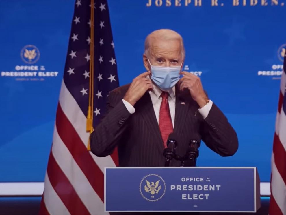El presidente electo de Estados Unidos, Joe Biden, en una rueda de prensa en Wilmington, Delaware.