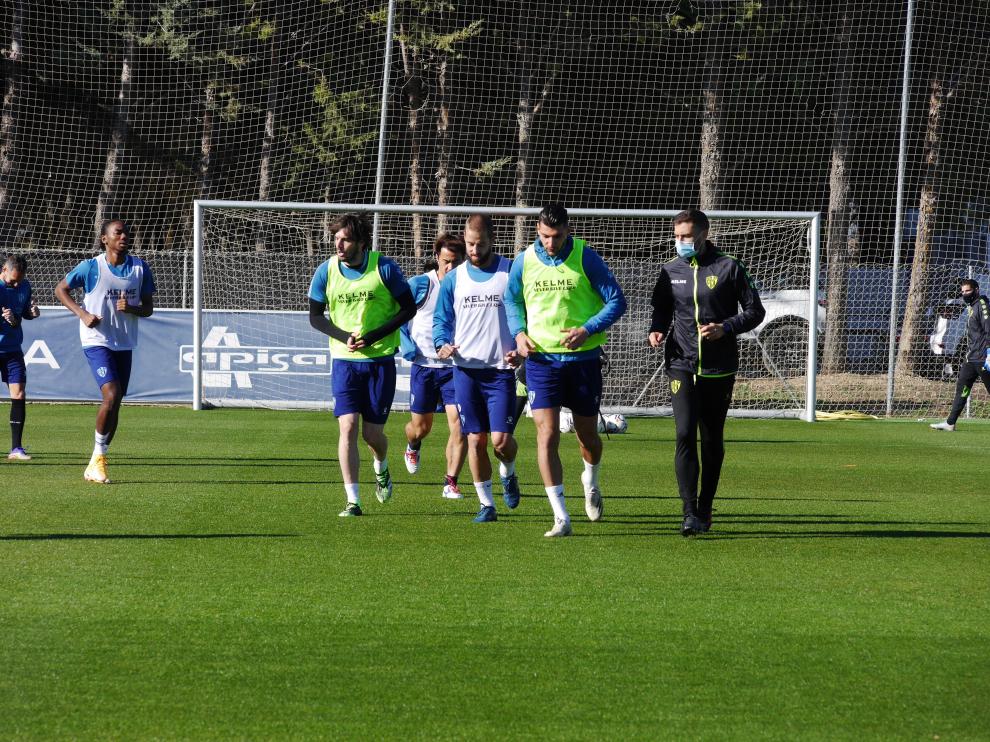 Pulido, Eugeni y Mir, durante el entrenamiento de este sábado.