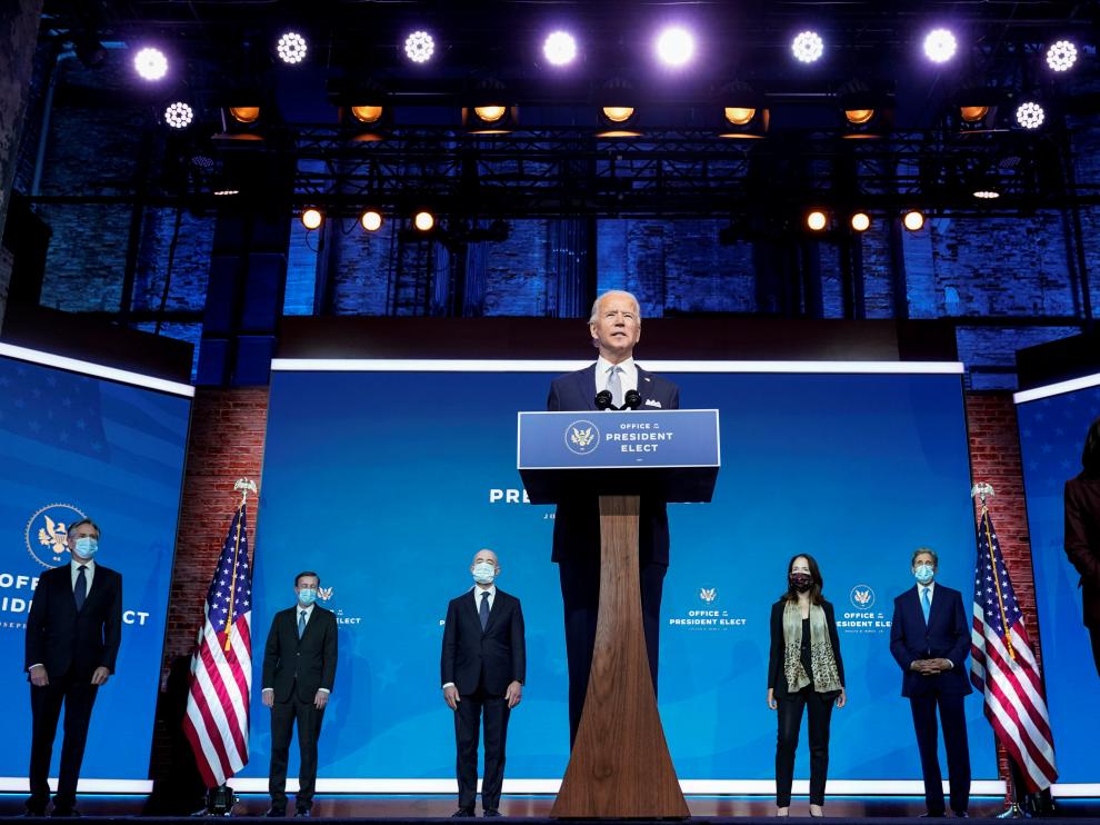 Biden presentando al equipo que le acompañará en su mandato
