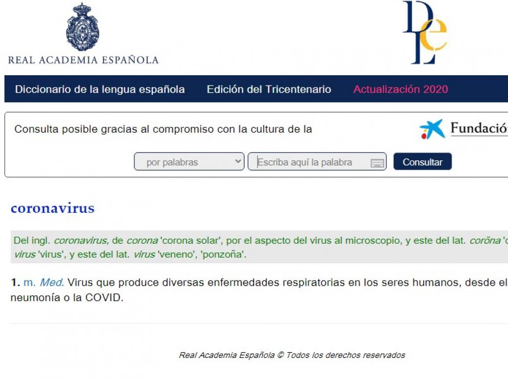 'Coronavirus', uno de los términos más buscados en la RAE este año.
