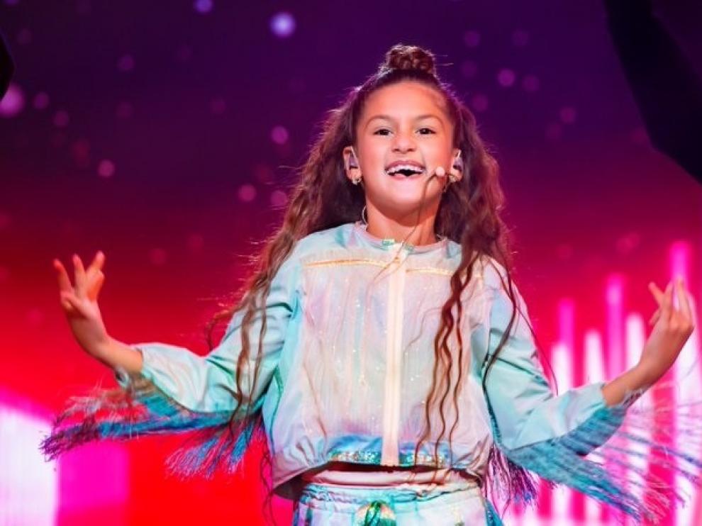 Soleá, durante su actuación en Eurovisión Junior