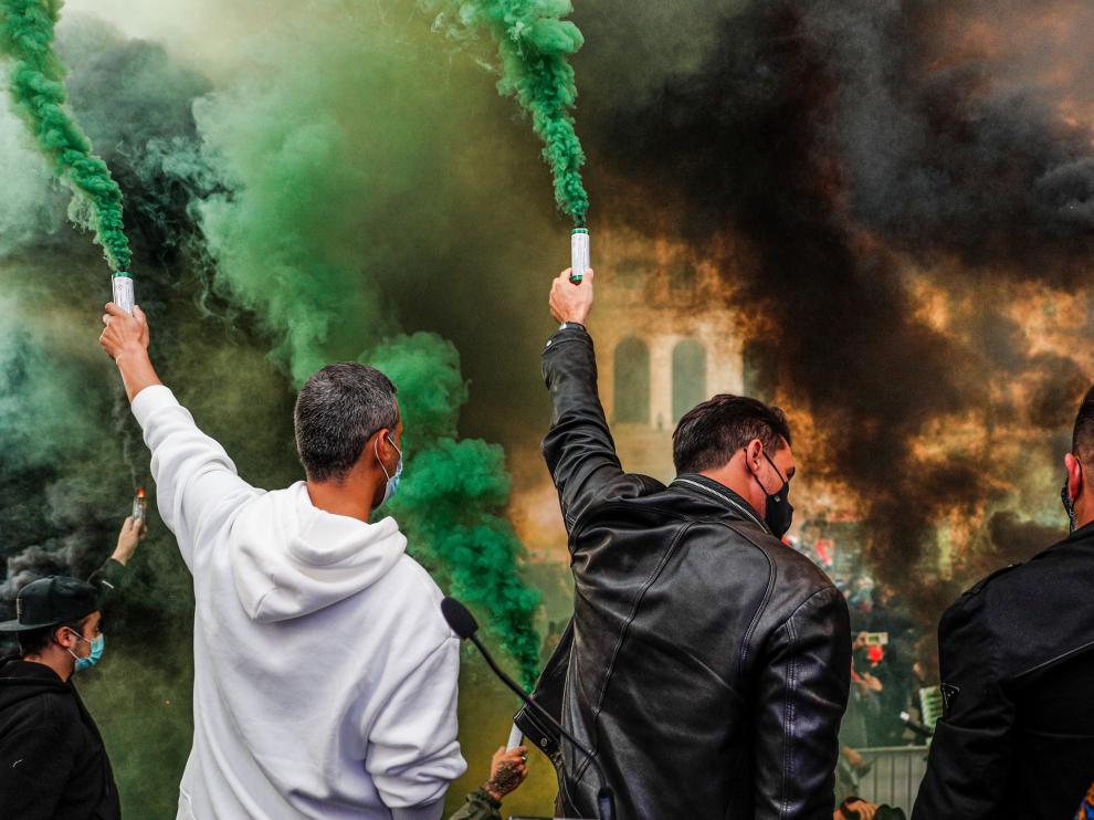 Protestas en Lisboa contra las restricciones.