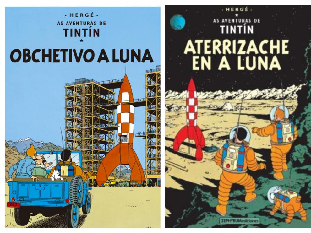 'Objetivo la Luna' y 'Aterrizaje en la Luna', en aragonés.