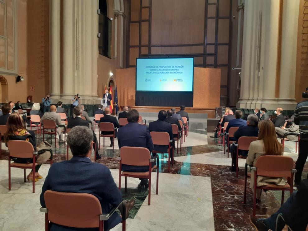 Jornada de presentación de proyectos para acceder a los fondos europeos en la sede del Gobierno de Aragón el pasado septiembre.