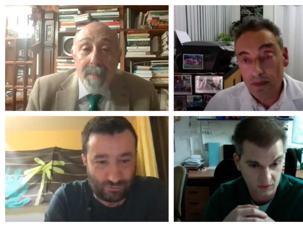 Antonio Valero, Carlos Martín, Ignacio Aguiló y Jesús Gonzalo, en el seminario organizado por la sección aragonesa del Club de Roma