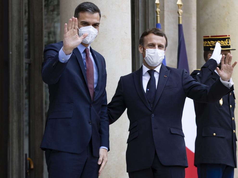Macron y Sánchez en la reunión de este jueves