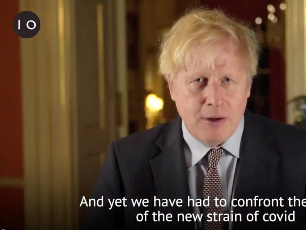 Britain's Prime Minister Boris Johnson delivers a Christmas video message