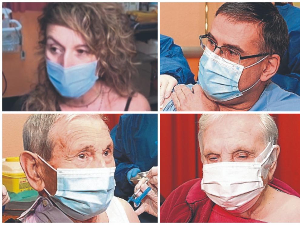 María Sanz, Fernando Artal, Manuel Cebolla y Carmen García, durante la vacunación.