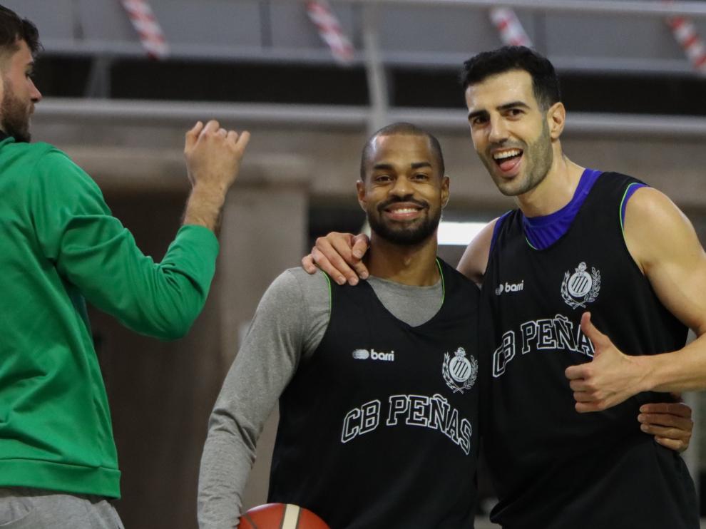 David Cubillán y Luis Parejo, en un entrenamiento del Levitec.