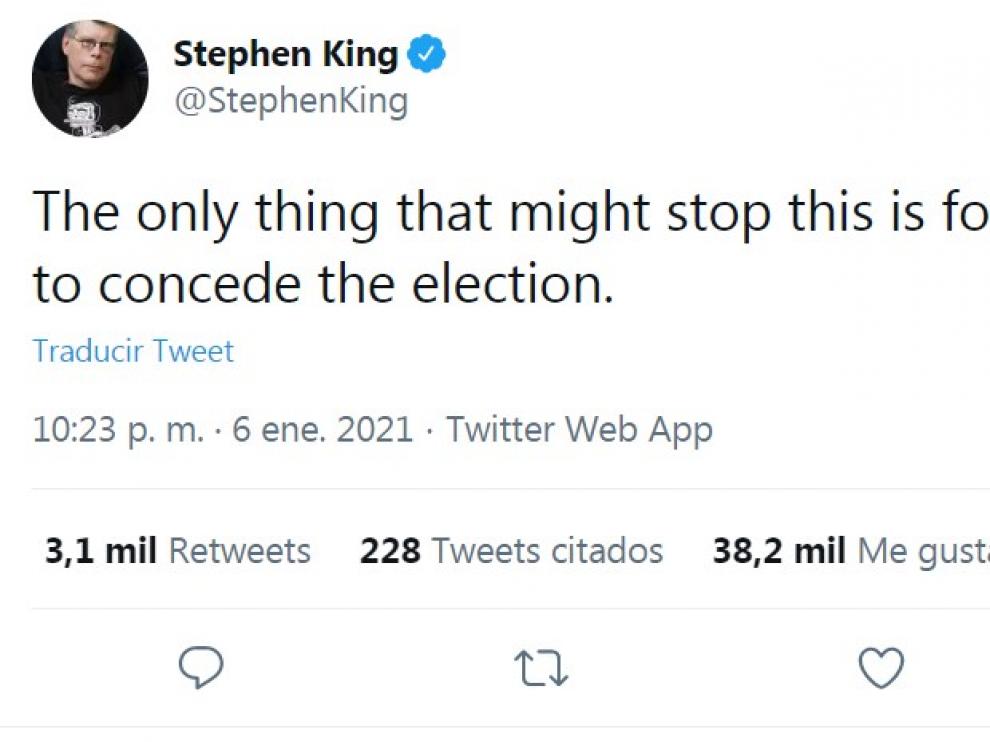 Stephen King, en Twitter.