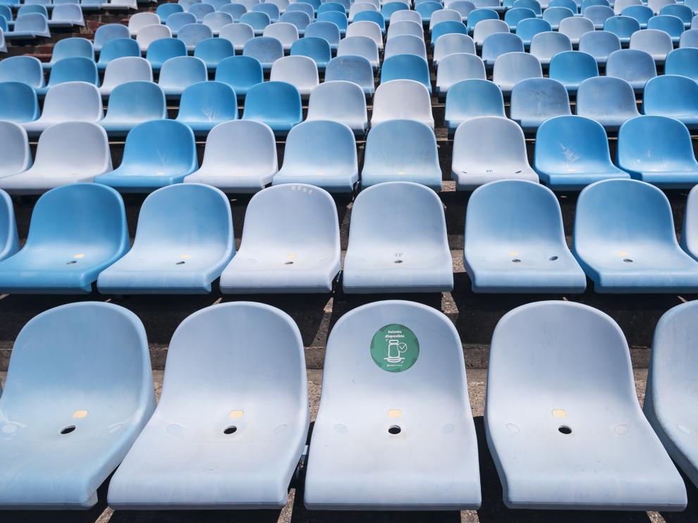 Las gradas de La Romareda, vacías durante uno de los partidos disputados esta temporada por el RealZaragoza.