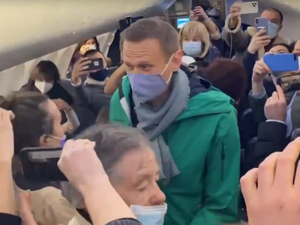 Alexei Navalni a su llegada a Moscú