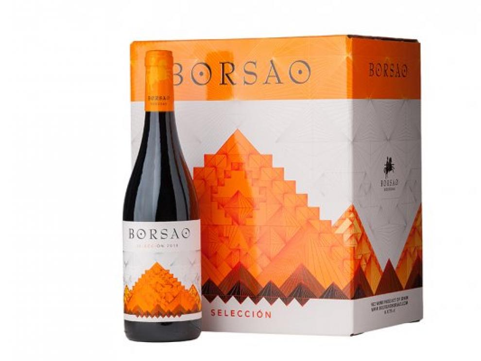 Botella y caja de Borsao Selección Tinto.
