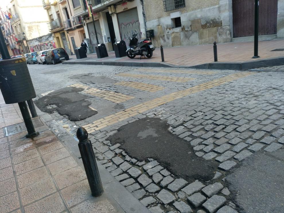 Estado del adoquinado en la calle Predicadores