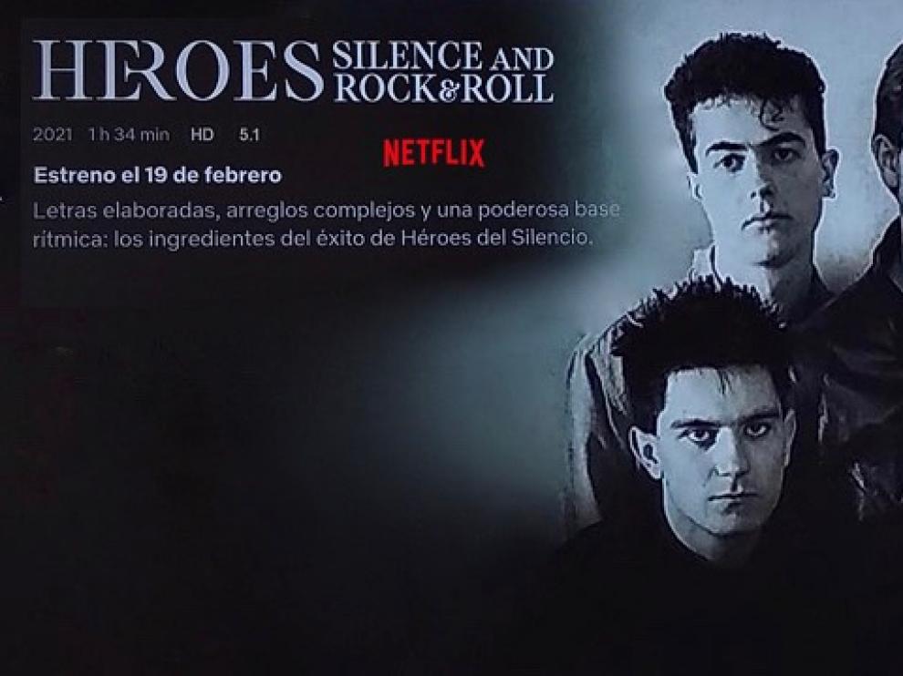 Anuncio de Netflix para el documental ‘Héroes: Silencio y rock&roll’.