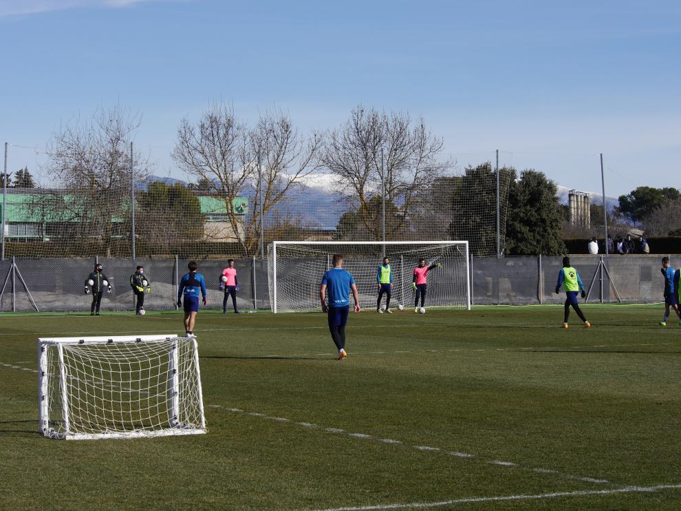 La SD Huesca ha entrenado este martes en el Pirámide.