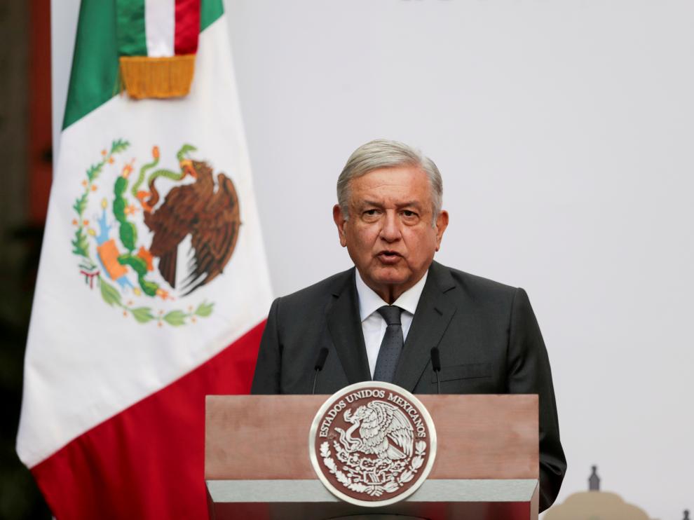 FILE PHOTO: Mexico's President Lopez Obrador addresses to the nation on his second anniversary as President, at the National Palace in Mexico City