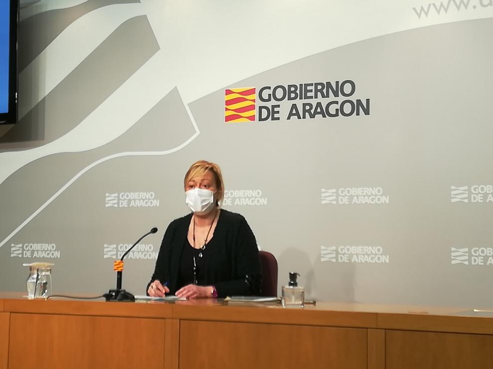 La consejera de Economía, Marta Gastón, en su comparecencia hoy ante los medios de comunicación.