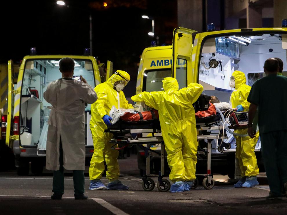 A COVID-19 patient transferred from Lisbon arrives at Nelio Mendonca Hospital in Funchal, amid the coronavirus disease (COVID-19) pandemic, in Funchal