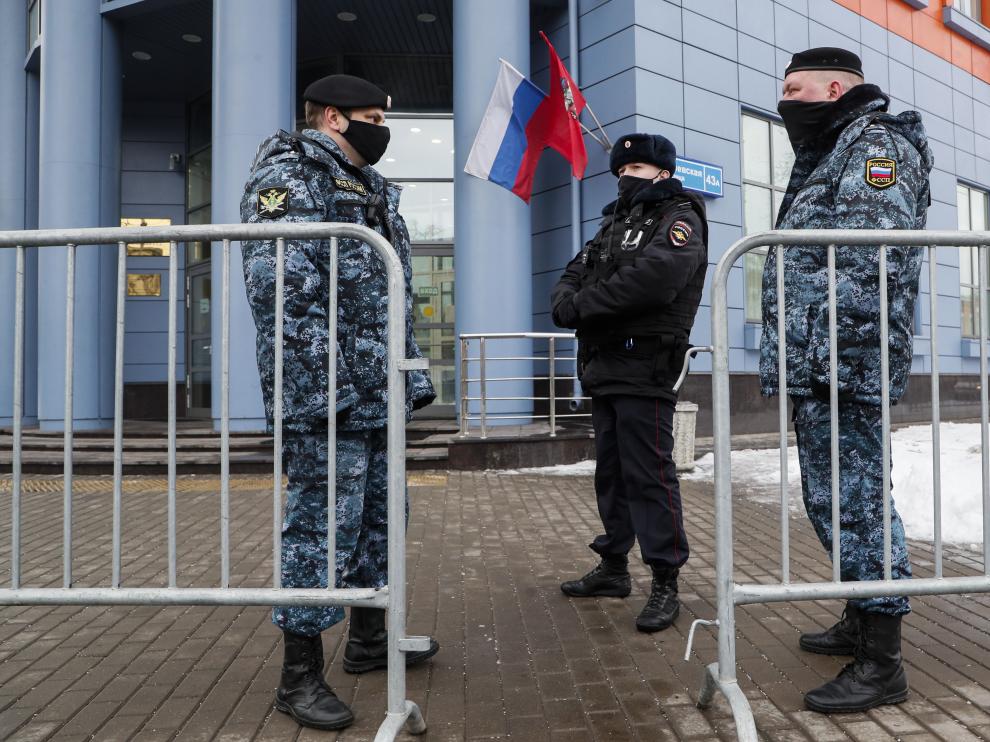 Policías rusos, en el centro de Moscú.