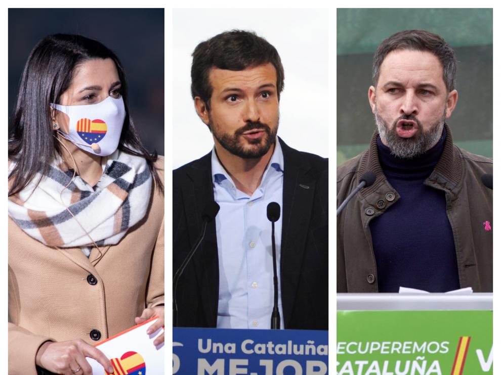 Inés Arrimadas, Pablo Casado y Santiago Abascal.