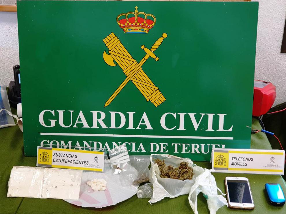 Droga y efectos incautados por la Guardia Civil de Teruel