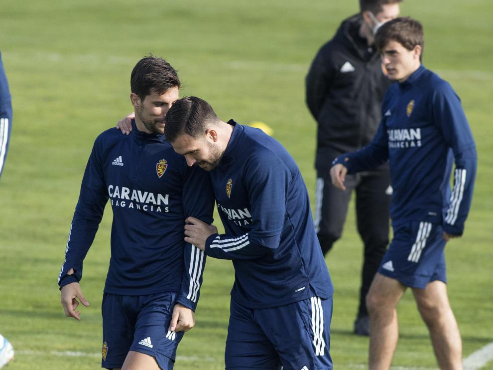 Entrenamiento del Real Zaragoza en la Ciudad Deportiva antes de viajar a Málaga.
