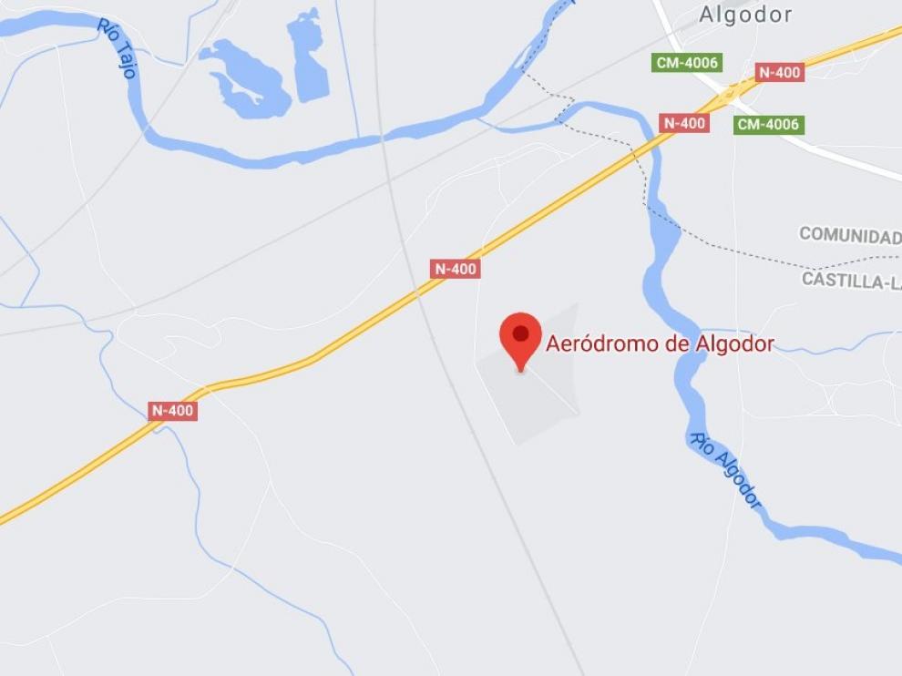 Localización del aeródromo de Algodor, cerca del que se ha producido el accidente.