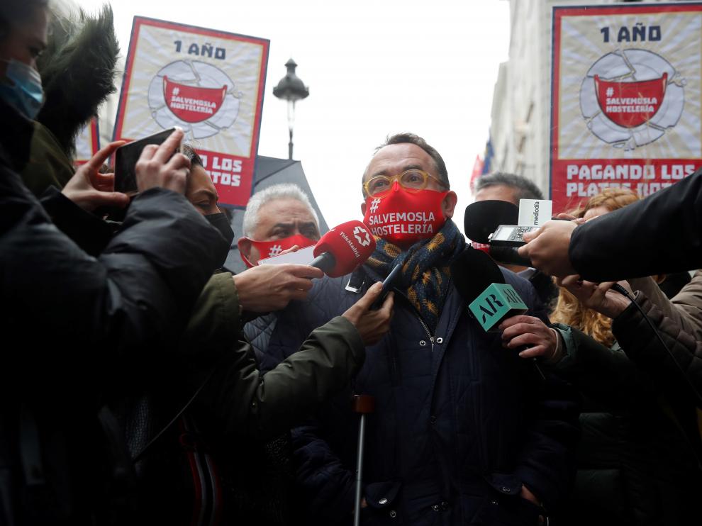 Actos de protesta contra las restricciones impuestas al sector con motivo de la pandemia