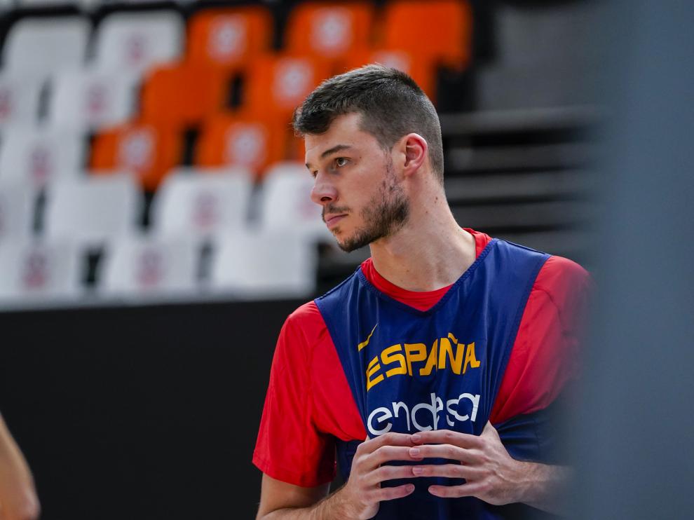 Jonathan Barreiro, en una entrenamiento de la selección española.