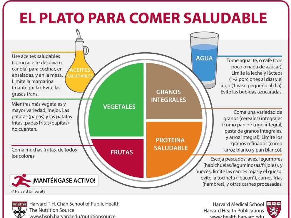 El 'Healthy Eating Plate' es un método visual creado por los expertos en nutrición de la Escuela de Salud Pública de la Universidad de Harvad que organiza comidas sanas y equilibradas.