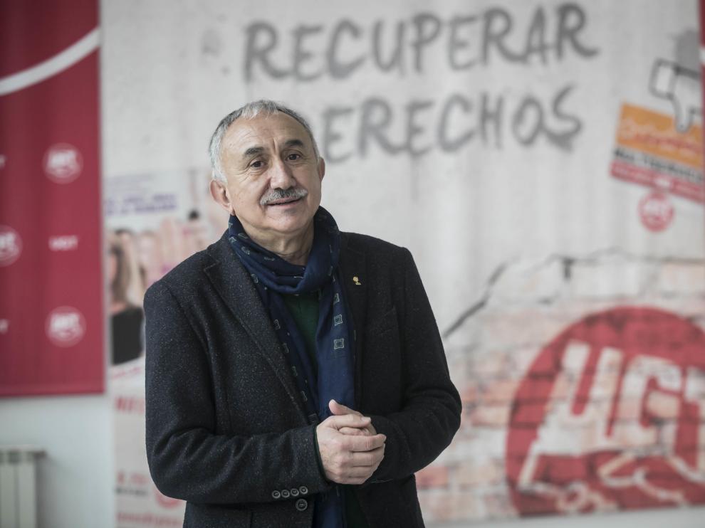 Pepe Álvarez, secretario general de UGT, el centro de formación Arsenio Jimeno de Zaragoza.